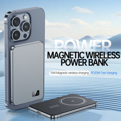 10000mAh Thin Magnetic Wireless Power Bank Fast Charging Mag safe For iPhone Samsung