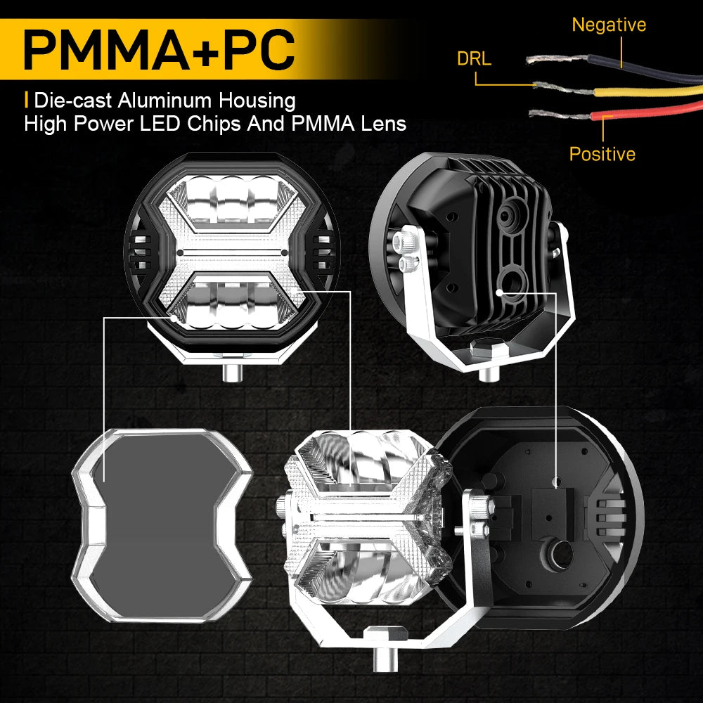 ANGLELITE 4" LED – Spotlight with X-DRL | IP67 | EMARK Certified