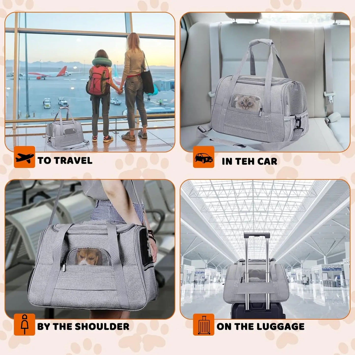 Soft-Sided Pet Carrier Bag – Airline Approved for Cats & Dogs Up to 9kg