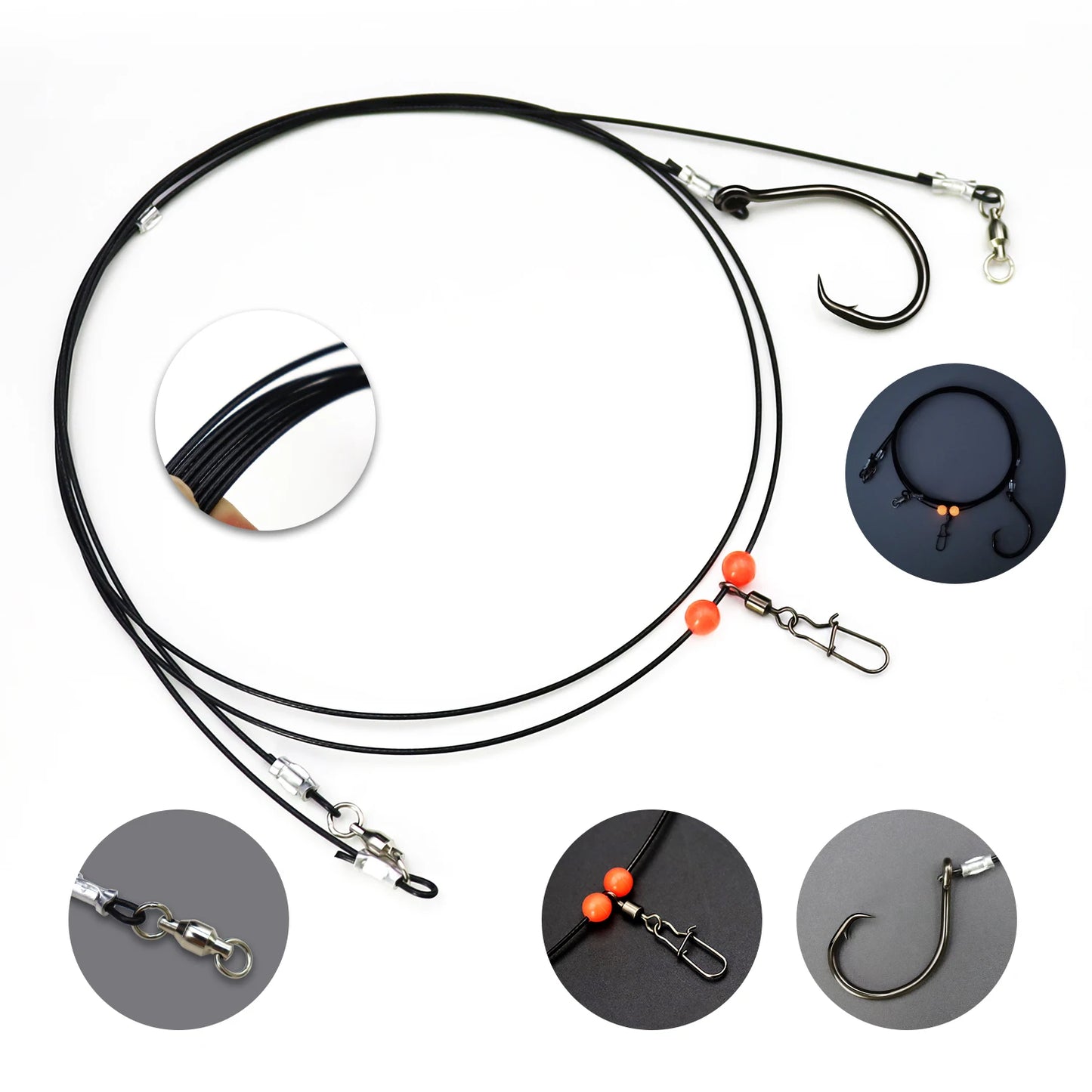 Shark Fishing Rig – 49-Strand Steel Wire with 10/0 Circle Hook