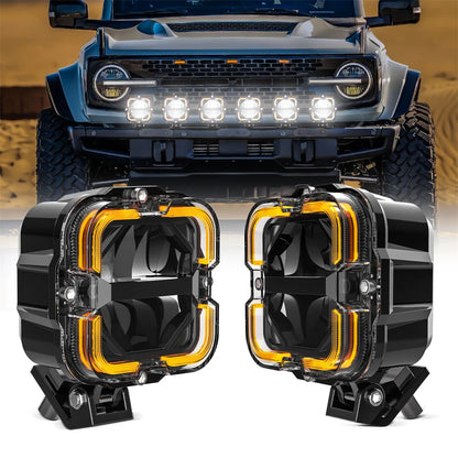 Led Spotlights 24V 12V with Amber Fog 4x4 Offroad