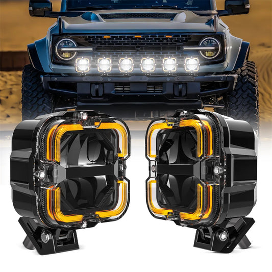 Led Spotlights 24V 12V with Amber Fog 4x4 Offroad