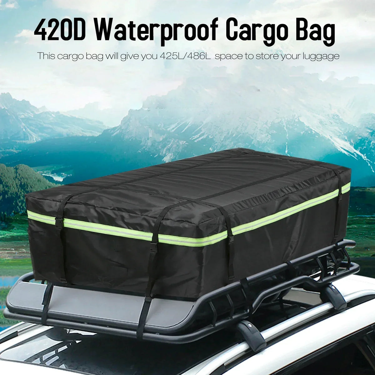 Waterproof Car Roof Cargo Bag Large Capacity Travel Carrier Black