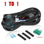 Car light bar wiring harness kit with connectors and fuses on a white background