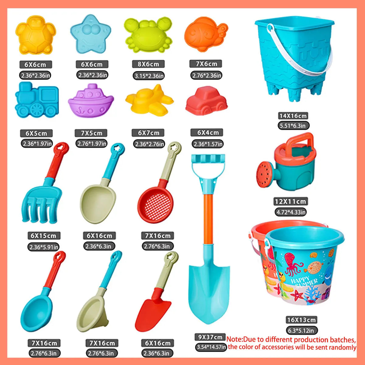 Sand Bucket Beach Toys Pack