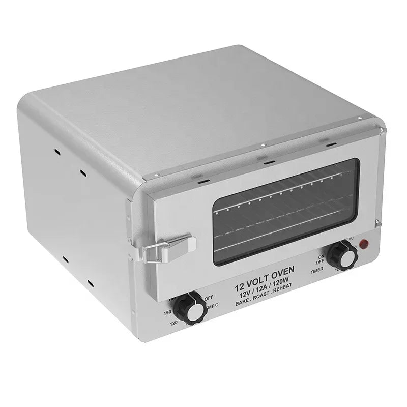 Small portable oven with a window on a white background