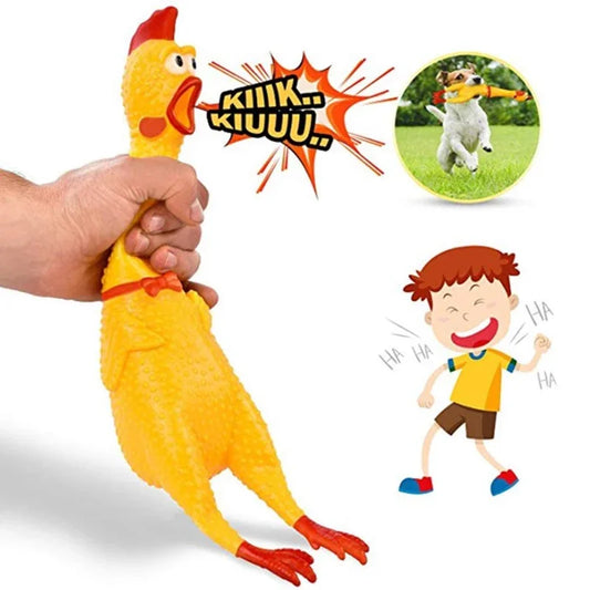Screaming Chicken Squeeze Toy for Dogs- Large – Squeaky PVC Stress Relief