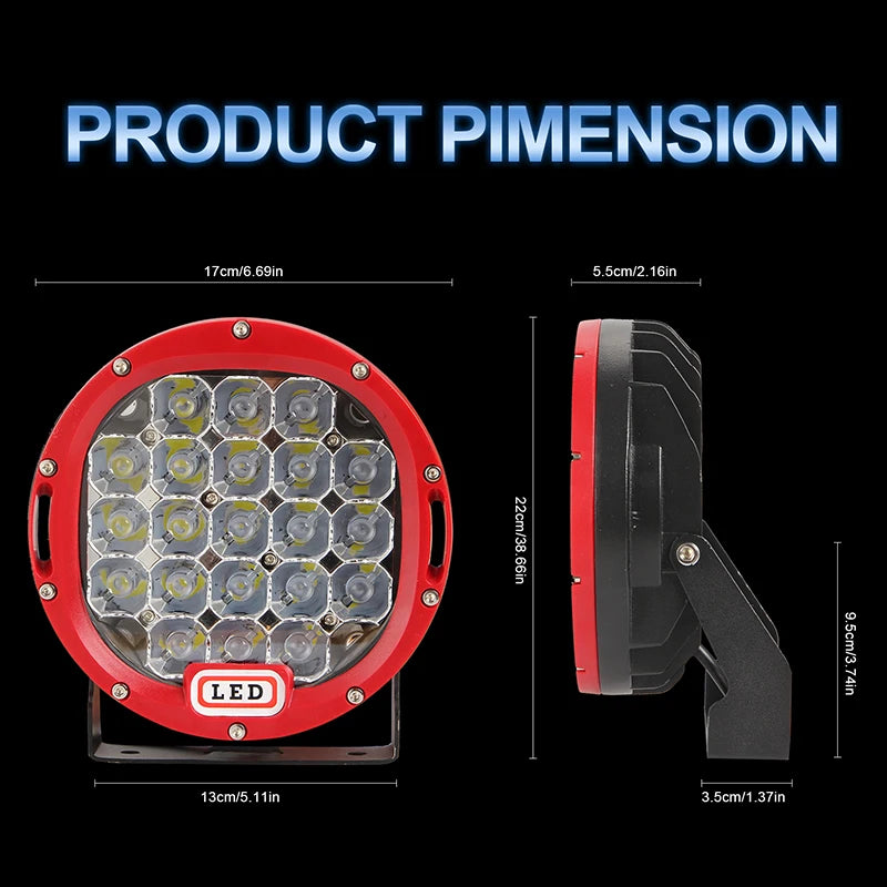1PC 7 Inch Round LED Off Road Lights 105W with Mounting Bracket