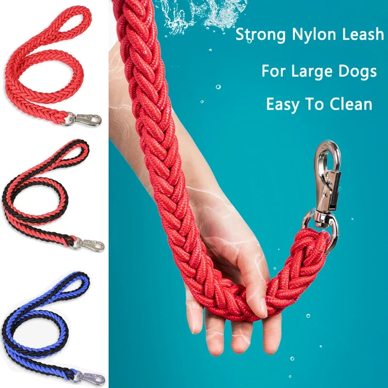 Heavy Duty Braided Nylon Dog Leash – 8-Strand Handmade Lead for Small to XL Dogs