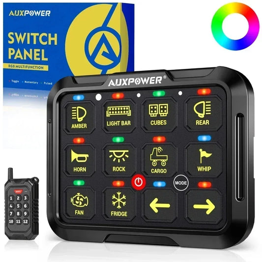 RGB 12Gangs Universal Switch Panel with Wireless Remote Control and LED Background Light.