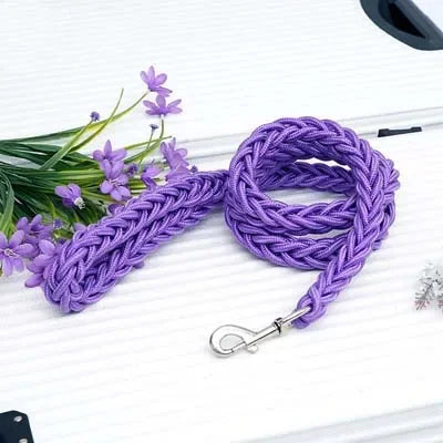 Heavy Duty Braided Nylon Dog Leash – 8-Strand Handmade Lead for Small to XL Dogs