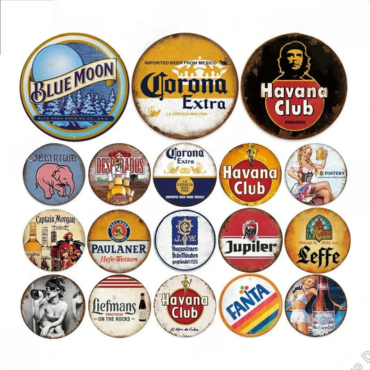 Vintage Beer Round Metal Signs Decoration for Man Cave Bar