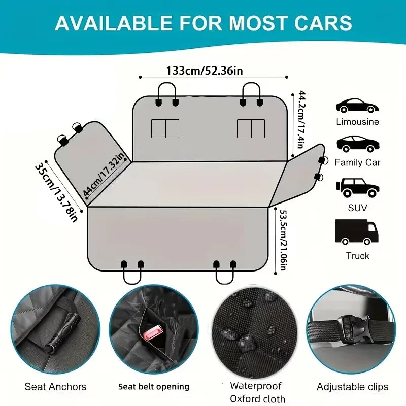 JTPAWS Dog Car Seat Hammock Cover – Waterproof & Scratch-Resistant Polyester