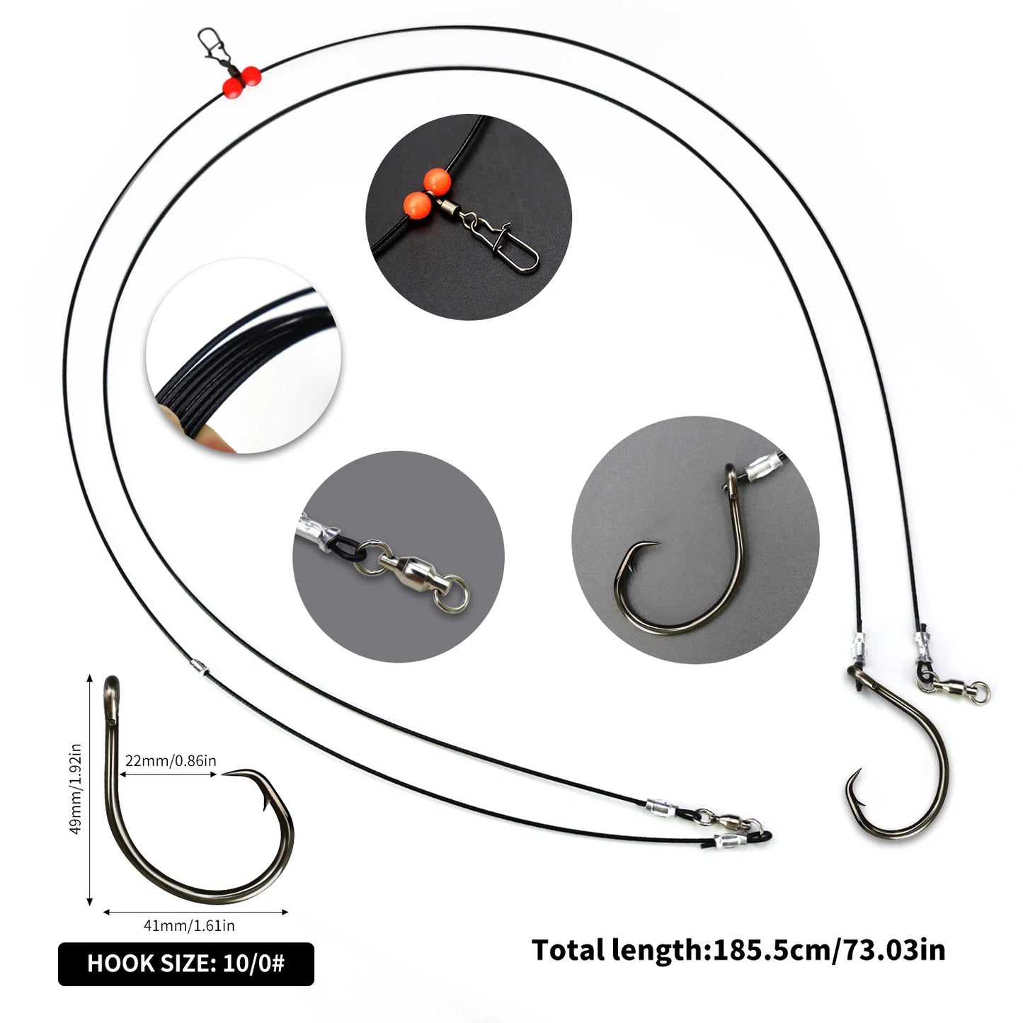 Shark Fishing Rig – 49-Strand Steel Wire with 10/0 Circle Hook