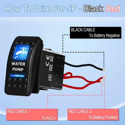 Blue Led  Rocker Switch with Plug Socket 5Pins / 7Pins Toggle Switch Carling style