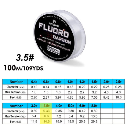 PROBEROS 100M Fishing Line 2.2LB-29.3LB Carbon Fiber Monofilament Line
