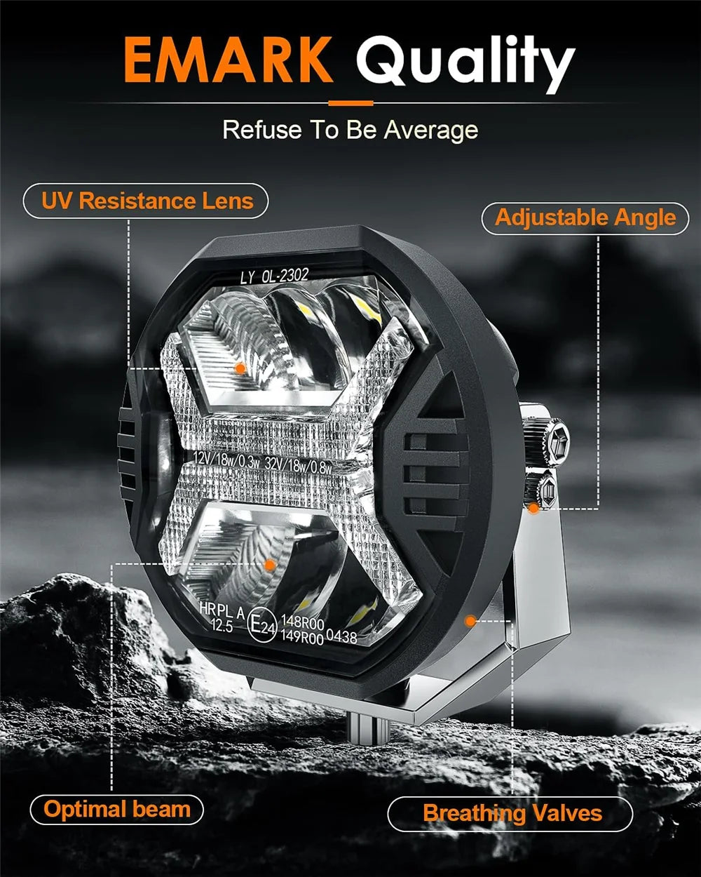 ANGLELITE 4" LED – Spotlight with X-DRL | IP67 | EMARK Certified
