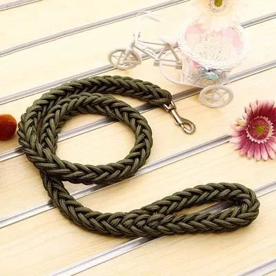 Heavy Duty Braided Nylon Dog Leash – 8-Strand Handmade Lead for Small to XL Dogs