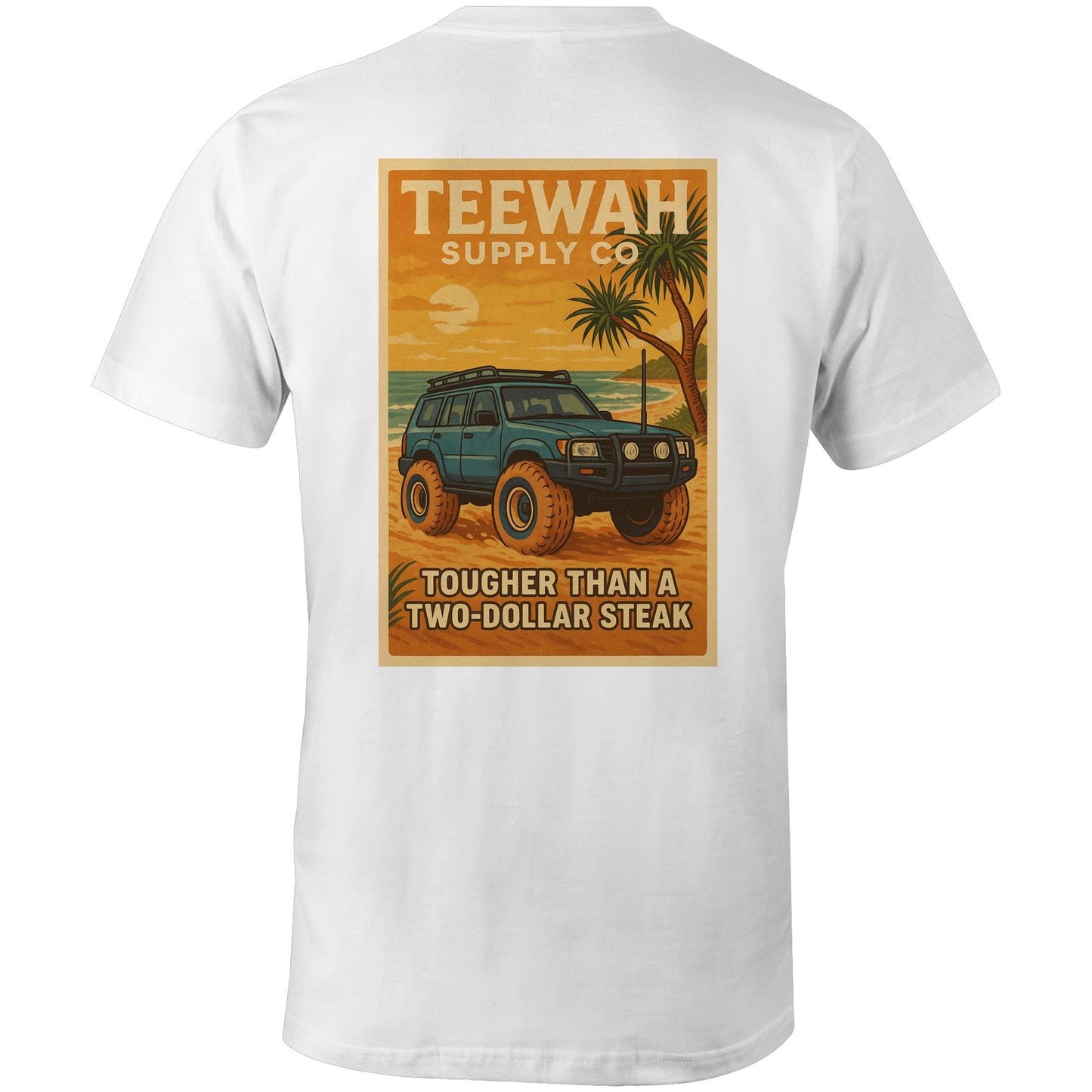 white t shirt 4wd $2 steak