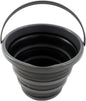 Collapsible black bucket on a white background
