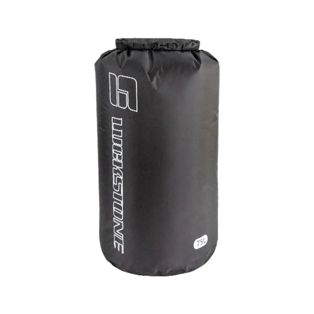 Black dry bag with a brand logo on a white background