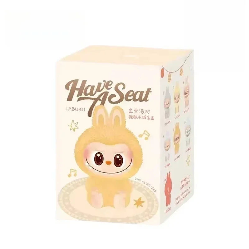 Product packaging with a cute animal design and 'Have A Seat' text on a white background