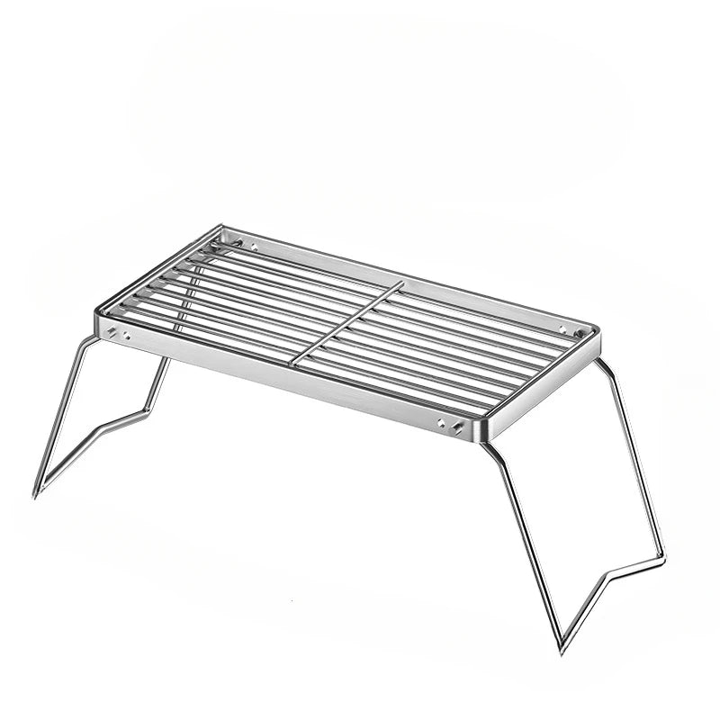 Metallic grill with legs on a white background