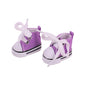 Purple sneakers with white laces on a white background