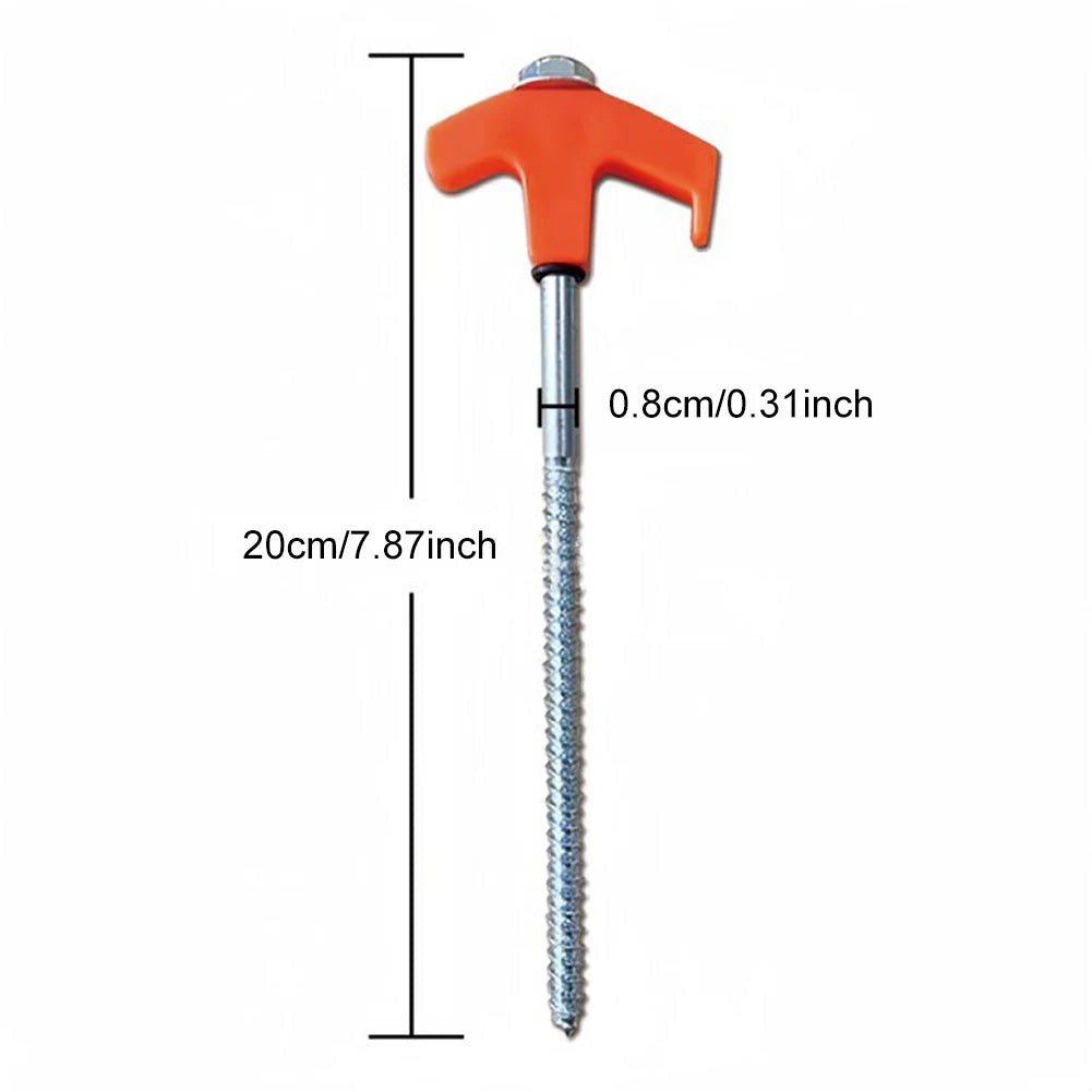 Measurement chart of an orange-handled screw with dimensions labeled on a white background