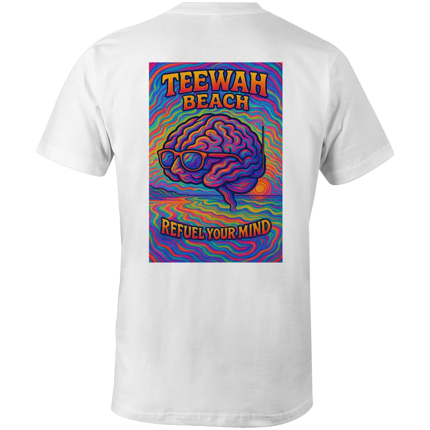 white t shirt with a brain psychedelic