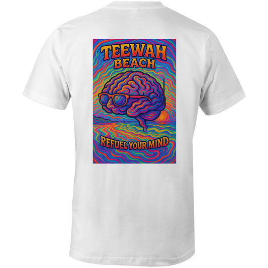 white t shirt with a brain psychedelic