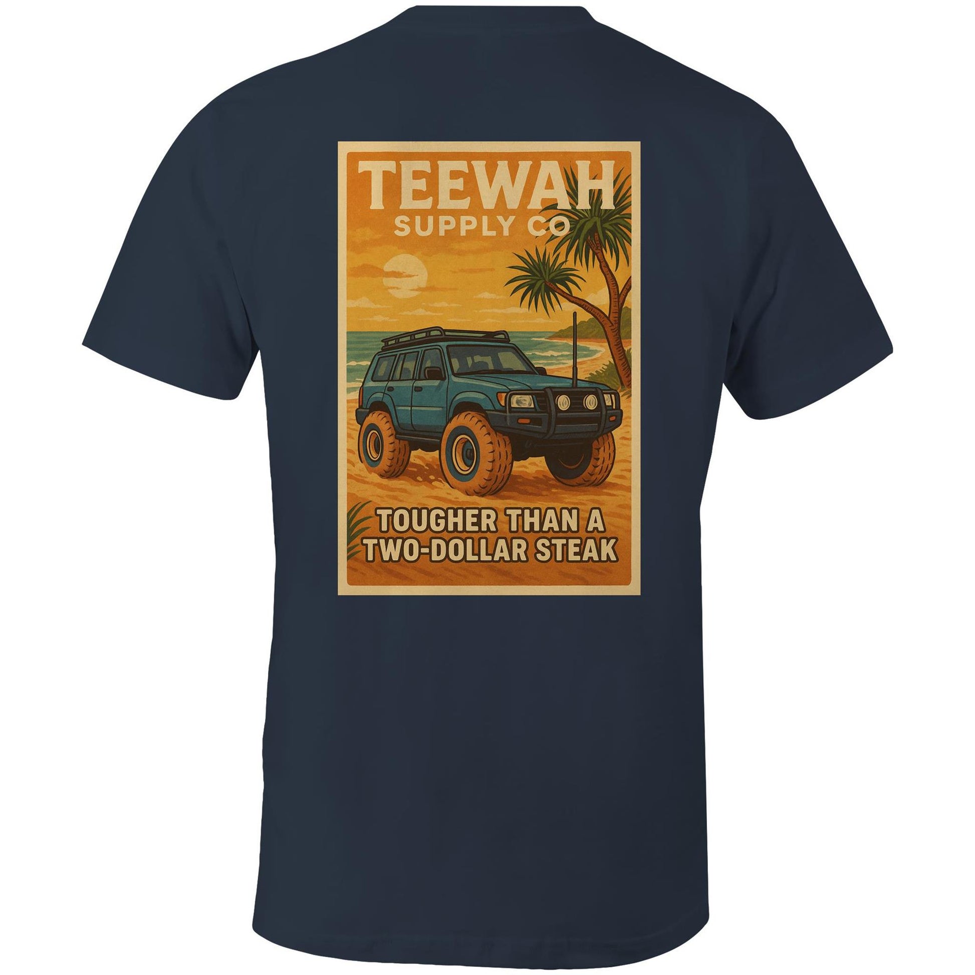 blue t shirt 4wd $2 steak