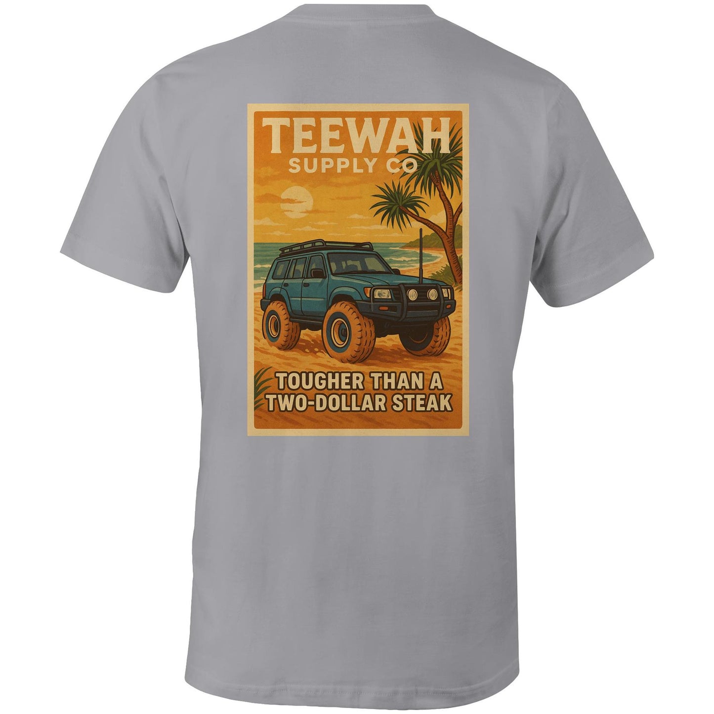 Grey t shirt 4wd $2 steak